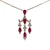 14k Yellow Gold Pear Cut Ruby & Diamond Chandelier Pendant Necklace 17"