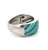 Sterling Silver CZ Wave with Turquois in between Wide Band Ring Size 6