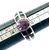 Sterling Silver Amethyst Oval Black Rectangles on Band Wide band Ring Size 7