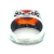 Sterling Silver Orange CZ Half Bezzle with Marcasite Wide Width Band Ring Size 5
