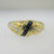 14k Yellow Gold Princess Cut Sapphire Ring with Single Cut Diamond Accents Size 8 1/2 