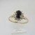 10k Yellow Gold Sapphire and Diamond Halo Ring Size 7