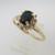 10k Yellow Gold Sapphire and Diamond Halo Ring Size 7