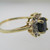 10k Yellow Gold Sapphire and Diamond Halo Ring Size 7
