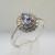 10k White Gold Pear Shaped Tanzanite Ring with 2 Rows of Diamond Halos Size 8 3/4
