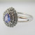 10k White Gold Pear Shaped Tanzanite Ring with 2 Rows of Diamond Halos Size 8 3/4