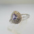 10k White Gold Pear Shaped Tanzanite Ring with 2 Rows of Diamond Halos Size 8 3/4