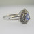 10k White Gold Pear Shaped Tanzanite Ring with 2 Rows of Diamond Halos Size 8 3/4