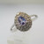 10k White Gold Pear Shaped Tanzanite Ring with 2 Rows of Diamond Halos Size 8 3/4
