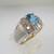 14k White Gold Blue Topaz Ring with Champagne Diamond Accents Size 8