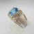 14k White Gold Blue Topaz Ring with Champagne Diamond Accents Size 8