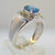 14k White Gold Blue Topaz Ring with Champagne Diamond Accents Size 8