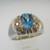 14k White Gold Blue Topaz Ring with Champagne Diamond Accents Size 8