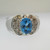 14k White Gold Blue Topaz Ring with Champagne Diamond Accents Size 8