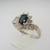 14k White Gold Sapphire Ring with Diamond Accents Size 6 3/4