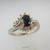 14k White Gold Sapphire Ring with Diamond Accents Size 6 3/4