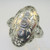 Vintage Art Nouveau 18k White Gold Three European Cut Diamonds Filigree Ring Size 4.5
