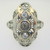 Vintage Art Nouveau 18k White Gold Three European Cut Diamonds Filigree Ring Size 4.5