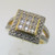 Gold Plated Sterling Silver Diamond Cluster Square Top Halo Ring Size 7