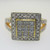 Gold Plated Sterling Silver Diamond Cluster Square Top Halo Ring Size 7