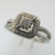 Sterling Silver Square Top Diamond Cluster Halo Ring Size 7