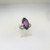 Vtg Unsigned Sterling Silver Child Ring Sz 3.75 Marquise Cut Purple Glass Stone