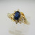 14k Yellow Gold Blue Sapphire Ring with Diamond Accents Size 6 3/4