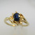 14k Yellow Gold Blue Sapphire Ring with Diamond Accents Size 6 3/4