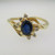 14k Yellow Gold Blue Sapphire Ring with Diamond Accents Size 6 3/4
