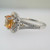 14k White Gold 1.94ct Orange Sapphire Ring With Approx .75ct TW Diamond Accent Halo Ring Size 6