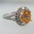 14k White Gold 1.94ct Orange Sapphire Ring With Approx .75ct TW Diamond Accent Halo Ring Size 6