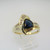 10k Yellow Gold Blue Trillion Cut Sapphire with Diamond Accent Ring Size 6