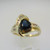 10k Yellow Gold Blue Trillion Cut Sapphire with Diamond Accent Ring Size 6
