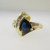 10k Yellow Gold Blue Trillion Cut Sapphire with Diamond Accent Ring Size 6