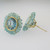 14k Yellow Gold Blue Topaz Stud Earrings with Bead Accents
