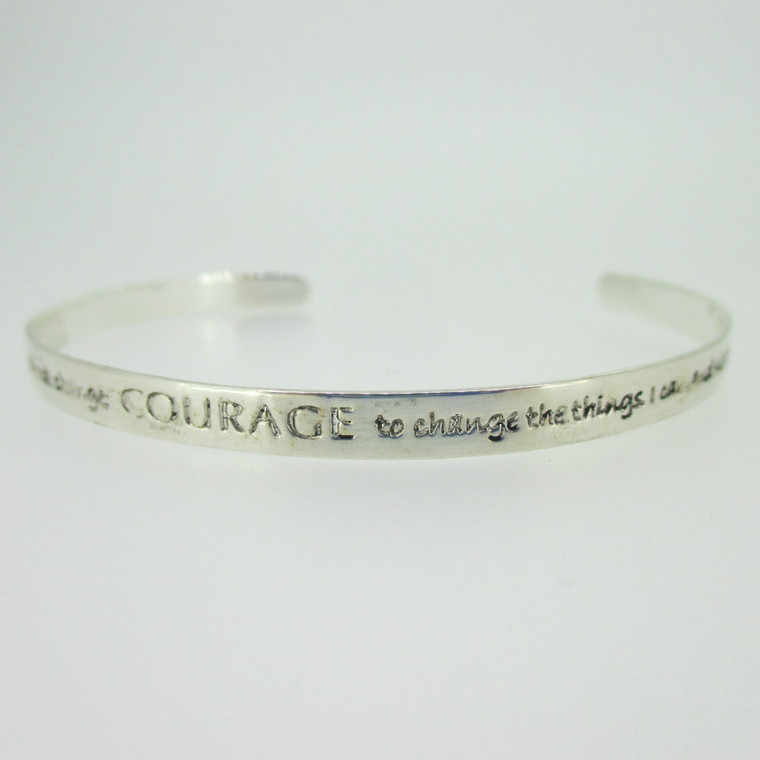 Sterling Silver Inspirational Words Courage Faith Cuff Bracelet