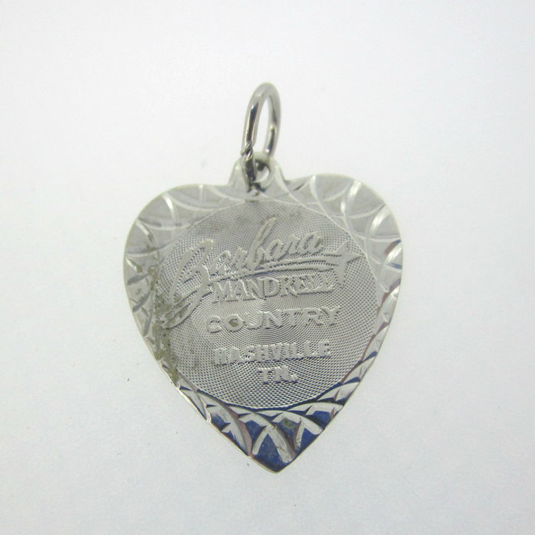 Sterling Silver Heart Barbra Mandrell Charm Pendant 
