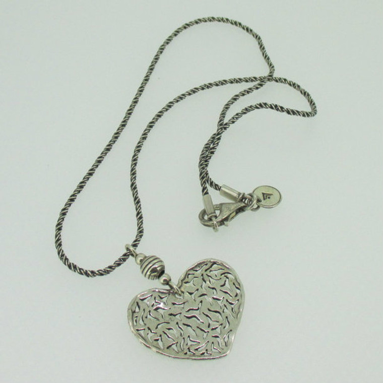 Sterling Silver Silpada Filigree Heart Pendant Rope Chain Necklace