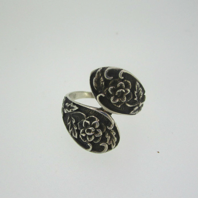Sterling Silver Floral Wrap Ring Size 8 1/4