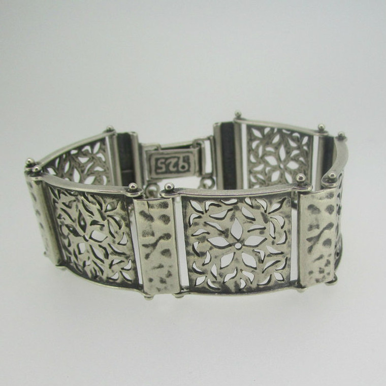 Sterling Silver Israel Floral 6 " Bracelet 