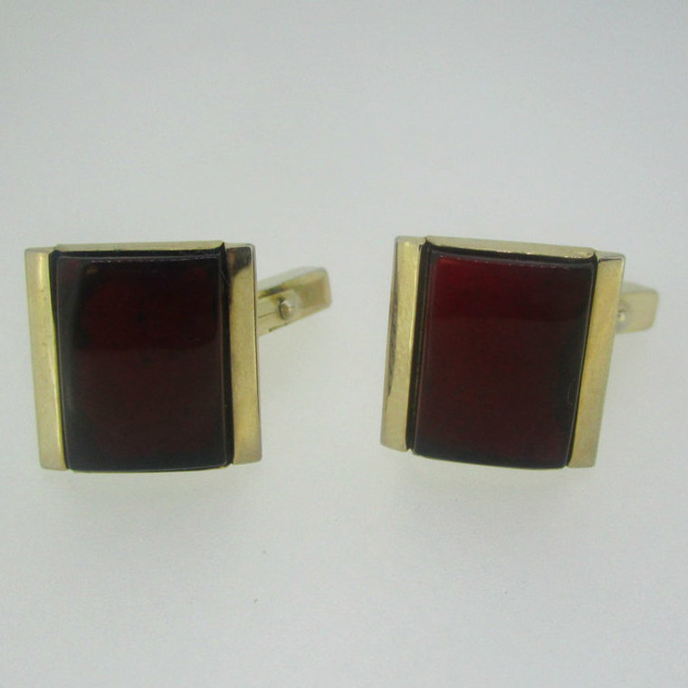 Gold Tone Swank Red Stone Cufflinks