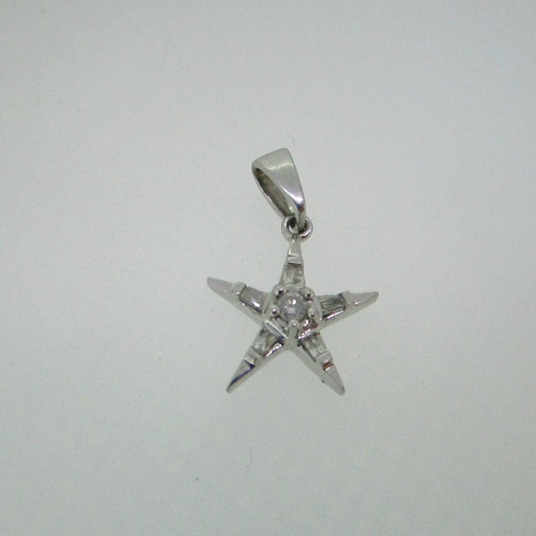 10k White Gold Diamond Star Charm Pendant