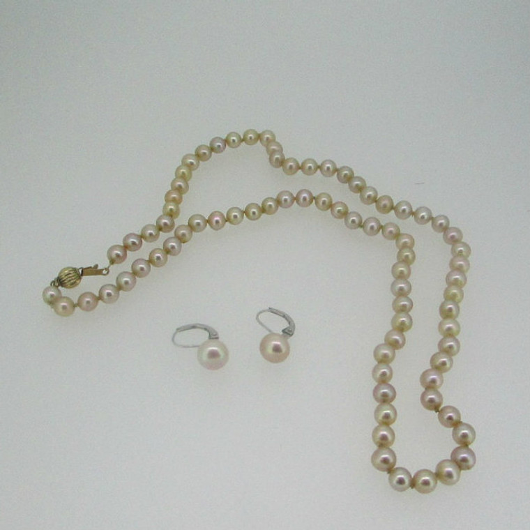 14k Yellow Gold and White Gold Honora Necklace and  Earring Set 