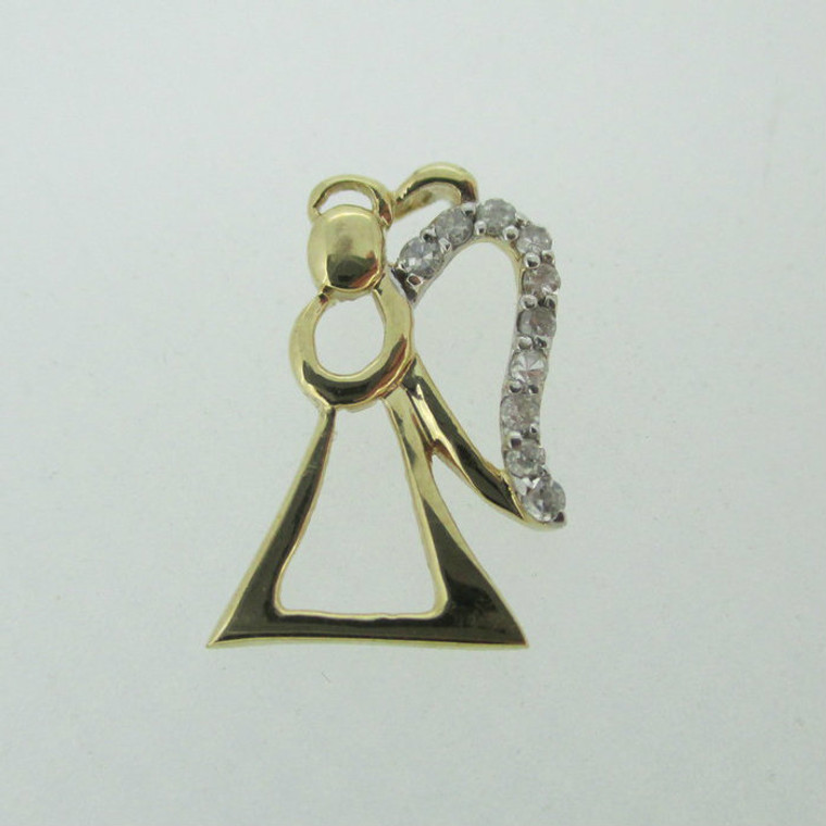 10k Yellow Gold Angel Pendant with Diamond Accent