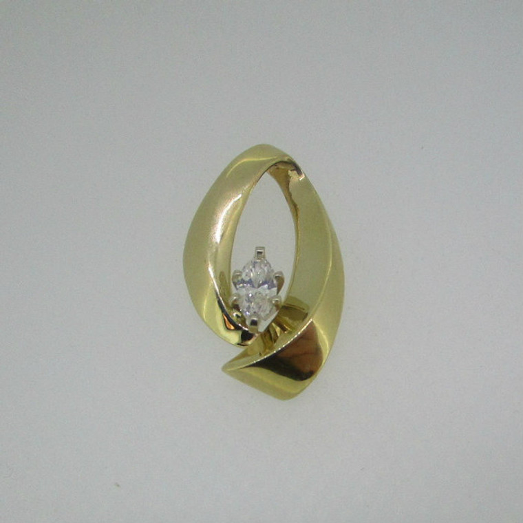 14k Yellow Gold Approx .5ct TW Marquise Cut Diamond Pendant