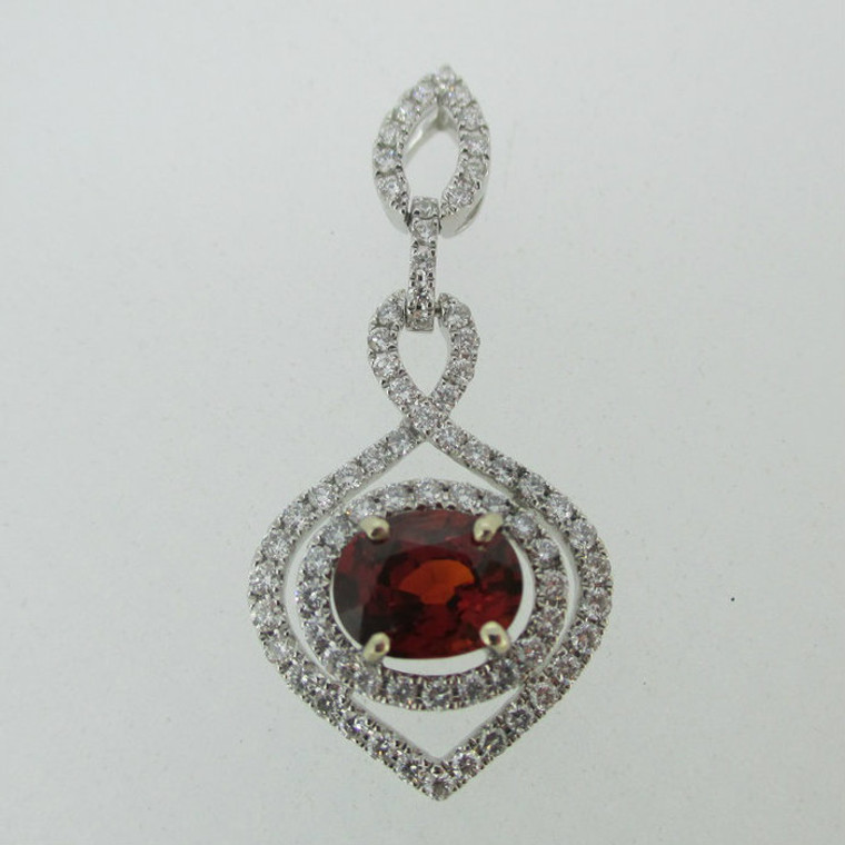 18k White Gold 1.74ct Ruby Pendant with Diamond Halo Accents