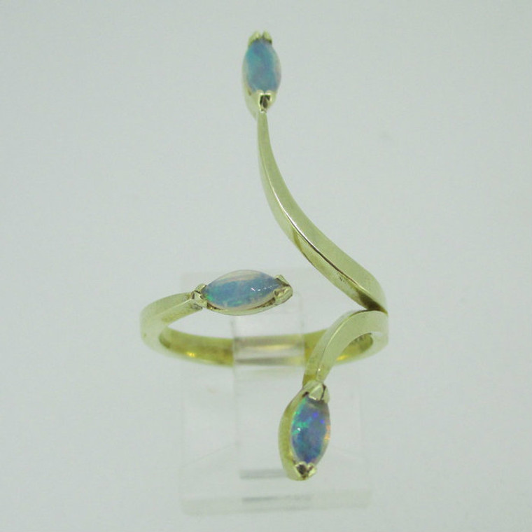 14k Yellow Gold Genuine Opal Wrap Ring Size Varies