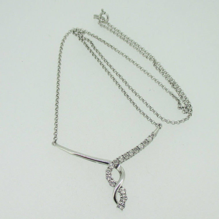 Sterling Silver Twist Diamond Accent Necklace