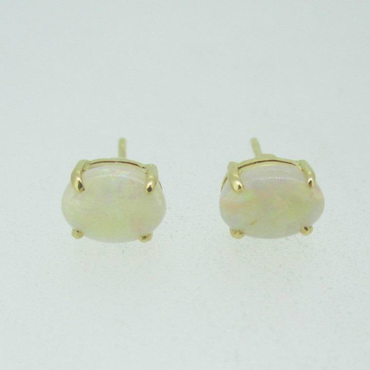 14k Yellow Gold Natural Opal Earrings 