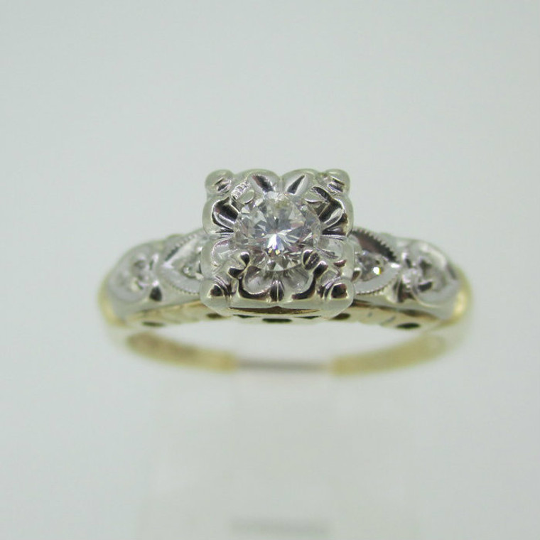 Vintage 14k Approx .12ct Round Brilliant Cut Diamond Ring Size 6 1/4 